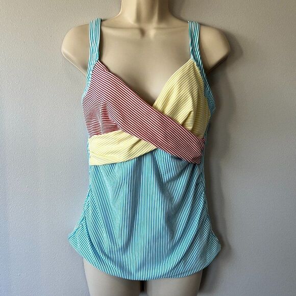 Lands' End Multi-Color Striped Tankini Size 8DD - Picture 1 of 6